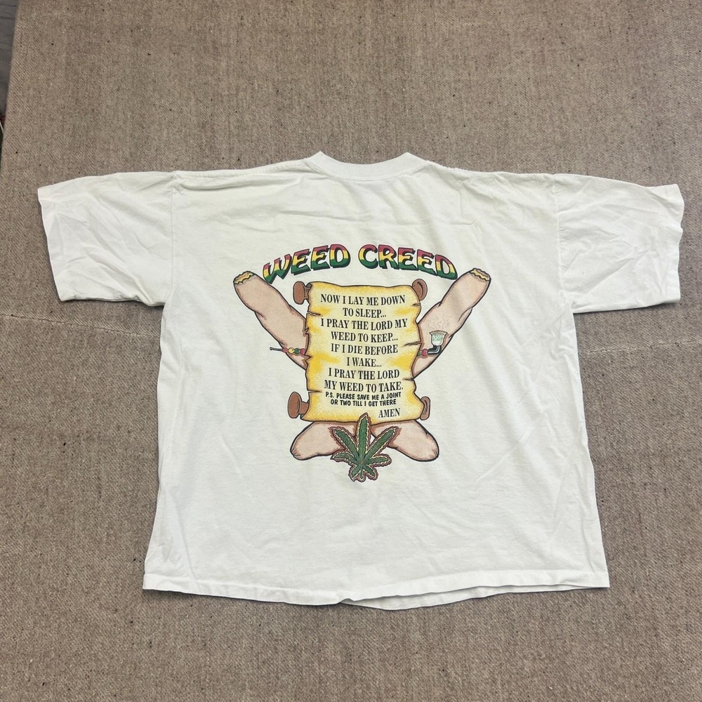 Vintage Weed‎ Creed Shirt Mens XL White 1990s